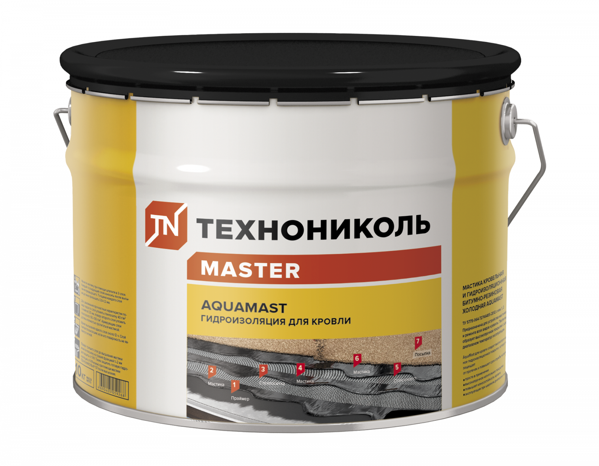 Мастика битумно-резиновая AquaMast ведро 10 кг