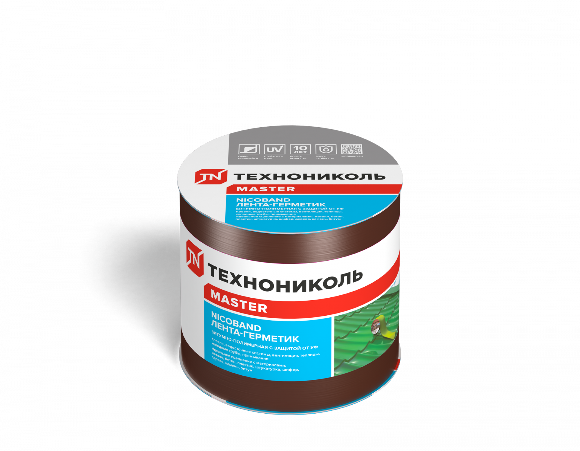 Лента-герметик NICOBAND коричневый 3м х 10см ГП (коробка 12 рулонов)