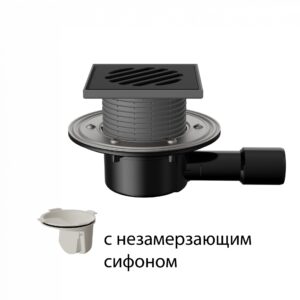 T510.1PNsB Трап горизонтальный регулируемый 510 с чугунной решеткой с незамерзающим сифоном с фланце