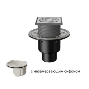 T310.1SNsP Трап вертикальный регулируемый 310 с нержавеющей решеткой с незамерзающим сифоном с фланц