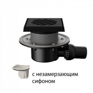 T520.1PNsG Трап горизонтальный с регулировкой угла отвода 520 с чугунной решеткой и подрамником с не