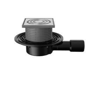 Трап регулируемый T090.0SHsP125x125 горизонтальный выпуск DN40/50 с мокрым сифоном решетка нерж. ста