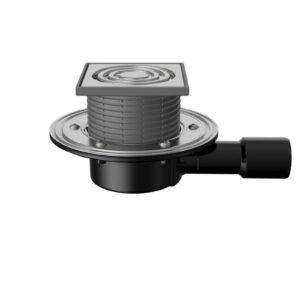 Трап регулируемый T090.1SOsPP 125x125 горизонтальный выпуск DN40/50 без гидрозатвора решетка нерж. с