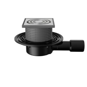 Трап регулируемый T090.0SOsP 125x125 горизонтальный выпуск DN40/50 без гидрозатвора решетка нерж. ст