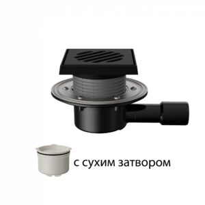 T510.1PDsG Трап горизонтальный регулируемый 510 с чугунной решеткой и подрамником с сухим затвором с