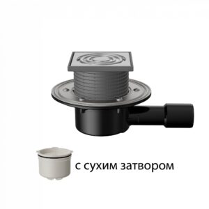 T510.1SDsP Трап горизонтальный регулируемый 510 с нержавеющей решеткой с сухим затвором с фланцем
